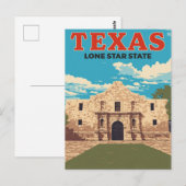 Texas Alamo Vintage Reis Briefkaart (Voorkant / Achterkant)