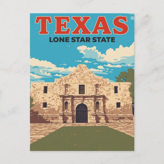 Texas Alamo Vintage Reis Briefkaart (Voorkant)