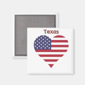 Texas American Flag Heart Magneet (Voorkant / Achterkant)