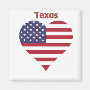 Texas American Flag Heart Magneet