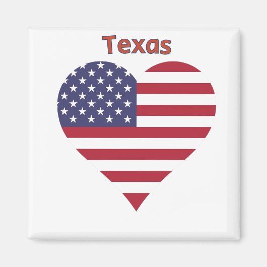 Texas American Flag Heart Magneet (Voorkant)