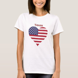 Texas American Flag Heart T-shirt