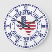 Texas American Flag Map Familienaam Datum Este Loc Grote Klok (Voorkant)