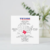 Texas American staat op een kaart en nuttige infor (Staand voorkant)