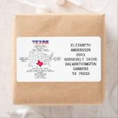 Texas American staat op een kaart en nuttige infor Etiket (Insitu)