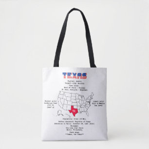 Texas American staat op een kaart en nuttige infor Tote Bag