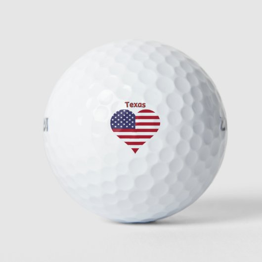 Texas Amerikaanse Vlag Hart Golfballen (Voorkant)