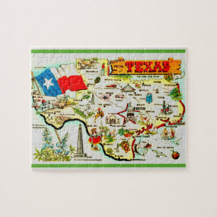 Texas ansichtkaart 8x10 kaart puzzel