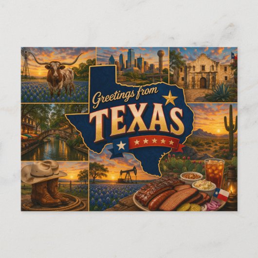 Texas ansichtkaart briefkaart (Voorkant)