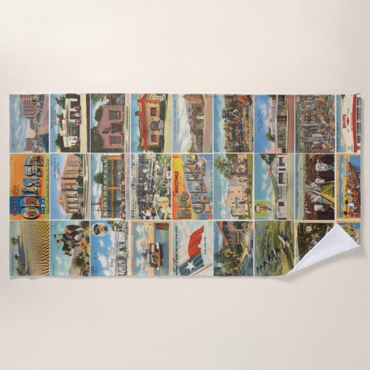 Texas Antiek Briefkaart strandlaken (Voorkant)