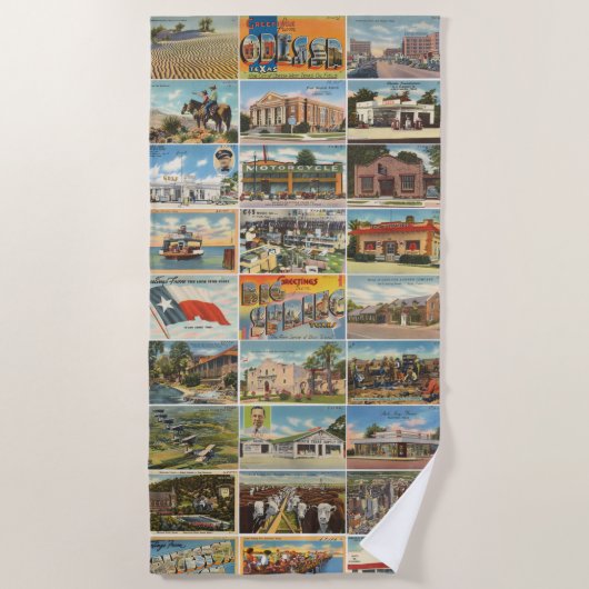 Texas Antiek Briefkaart strandlaken (Voorkant)