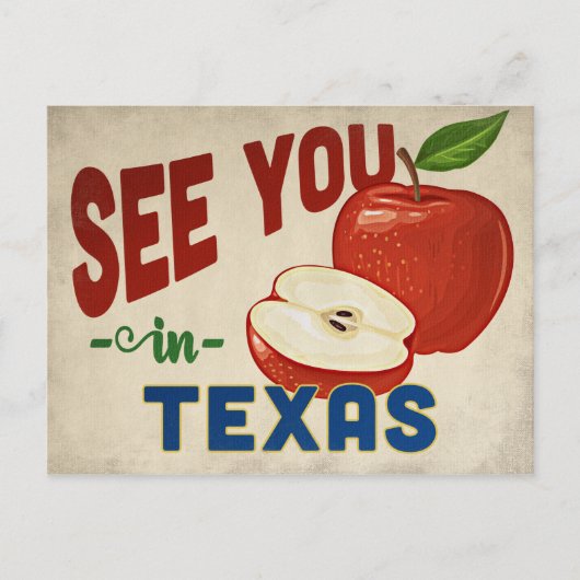Texas Apple - Vintage Travel Briefkaart (Voorkant)