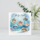 Texas Aquarium Cowboy Vis Feest Uitnodiging (Staand voorkant)