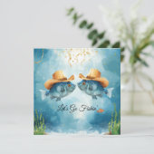 Texas Aquarium Cowboy Vis Feest Uitnodiging (Staand voorkant)