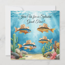 Texas Aquarium Cowboy Vis Feest Uitnodiging