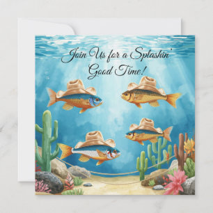 Texas Aquarium Cowboy Vis Feest Uitnodiging