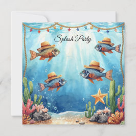 Texas Aquarium Cowboy Vis Feest Uitnodiging