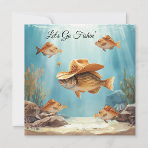 Texas Aquarium Cowboy Vis Feest Uitnodiging