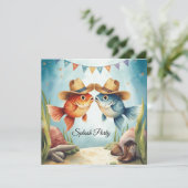 Texas Aquarium Cowboy Vis Feest Uitnodiging (Staand voorkant)