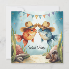 Texas Aquarium Cowboy Vis Feest Uitnodiging