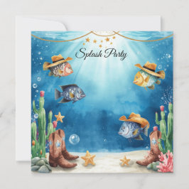 Texas Aquarium Cowboy Vis Feest Uitnodiging
