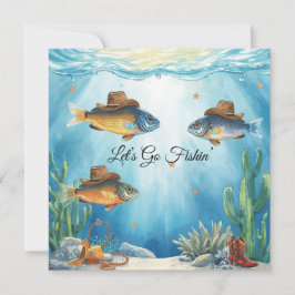 Texas Aquarium Cowboy Vis Feest Uitnodiging
