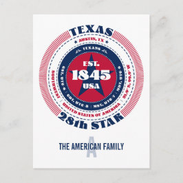 Texas, Austin, TX, Patriottisch, Monogram Briefkaart