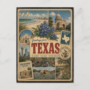 Texas Authentieke Vintage Stijl Ansichtkaart Briefkaart