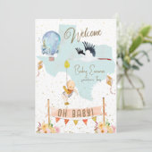 Texas Baby Birth Announounding Balloons Flowers Kaart (Staand voorkant)