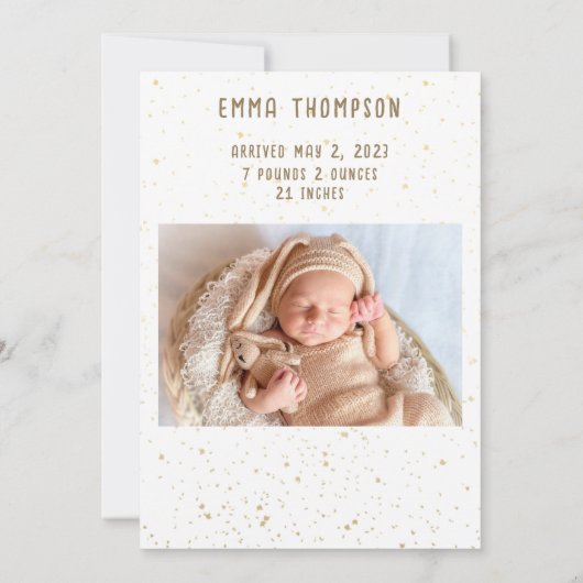 Texas Baby Birth Announounding Balloons Flowers Kaart (Achterkant)