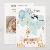 Texas Baby Birth Announounding Balloons Flowers Kaart (Voorkant / Achterkant)