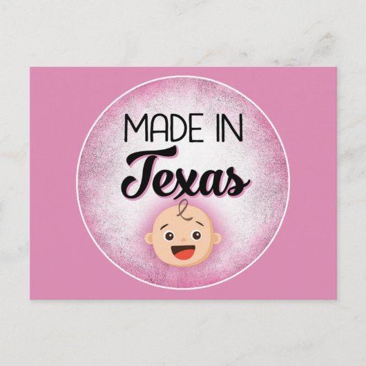 Texas Baby Funny Pink New Girl Briefkaart (Voorkant)