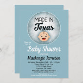 Texas Baby shower Funny Blue Boys Kaart (Voorkant / Achterkant)