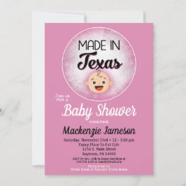Texas Baby shower Funny Pink Girls Kaart