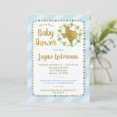 Texas Baby shower Invitation Blue Gold Boys Kaart (Staand voorkant)