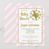 Texas Baby shower Invitation Pink Gold Girls Kaart (Voorkant / Achterkant)