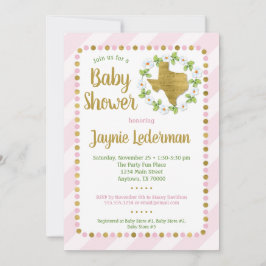 Texas Baby shower Invitation Pink Gold Girls Kaart