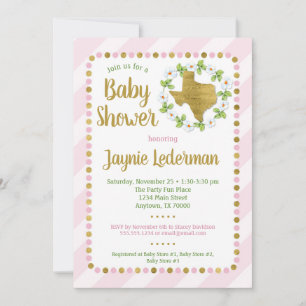 Texas Baby shower Invitation Pink Gold Girls Kaart