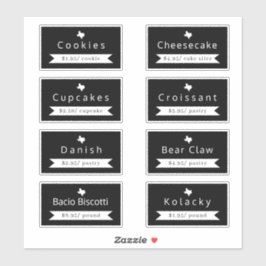 Texas Bakkerij Food Naam & Prijs Sticker Labels