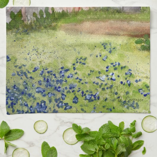 Texas Barn Waterverf Schilderend keukenhanddoek (Gevouwen)