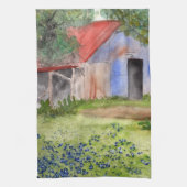 Texas Barn Waterverf Schilderend keukenhanddoek (Verticaal)