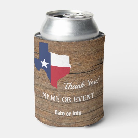 Texas Barnwood Kaart en Sterren Blikjeskoeler (Blikje Voorkant)