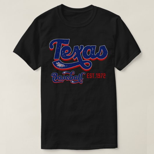  Texas Baseball Est 1972 Baseball Lover T-shirt (Design voorkant)