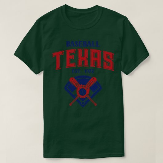 Texas Baseball EST 1972 Look Tekst T-shirt (Design voorkant)