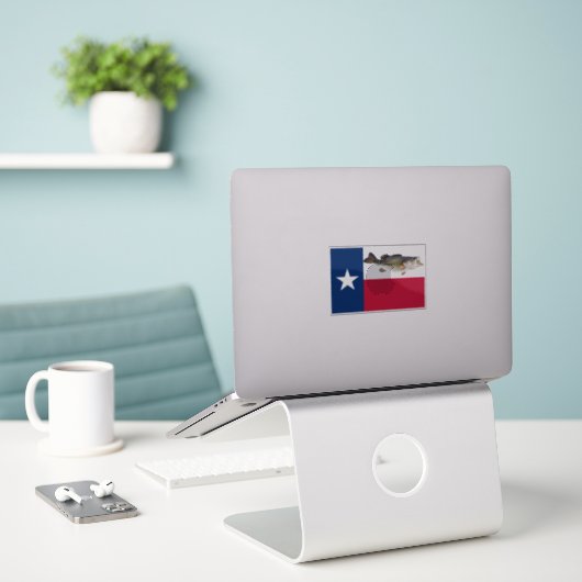 Texas Bass Flag Sticker (Laptop op bureau)