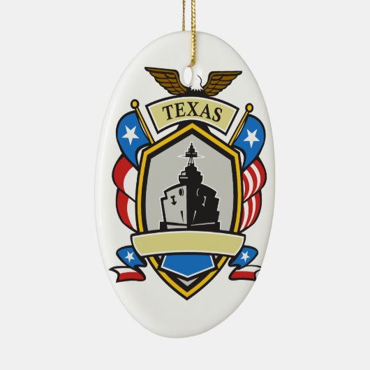 Texas Battleship Emblem Retro Keramisch Ornament (Rechts)