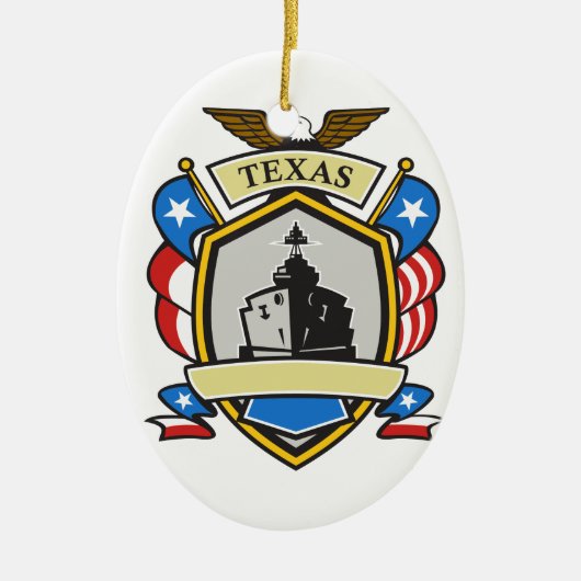 Texas Battleship Emblem Retro Keramisch Ornament (Voorkant)