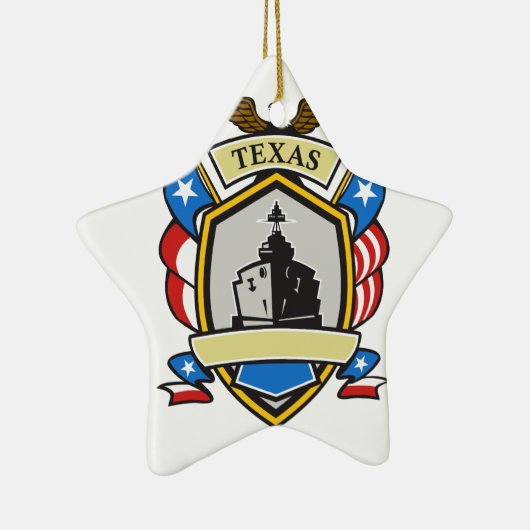 Texas Battleship Emblem Retro Keramisch Ornament (Rechts)