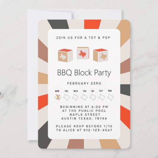 Texas BBQ Block Party voor Tots & Poppen Invitatio Kaart (Voorkant)