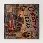 Texas BBQ Kerst Roadtrip Nacht Legpuzzel (Horizontaal)